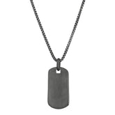 Black Rhodium Finish Sterling Silver Plain Dog Tag on 20 Rounded Box Link Chain